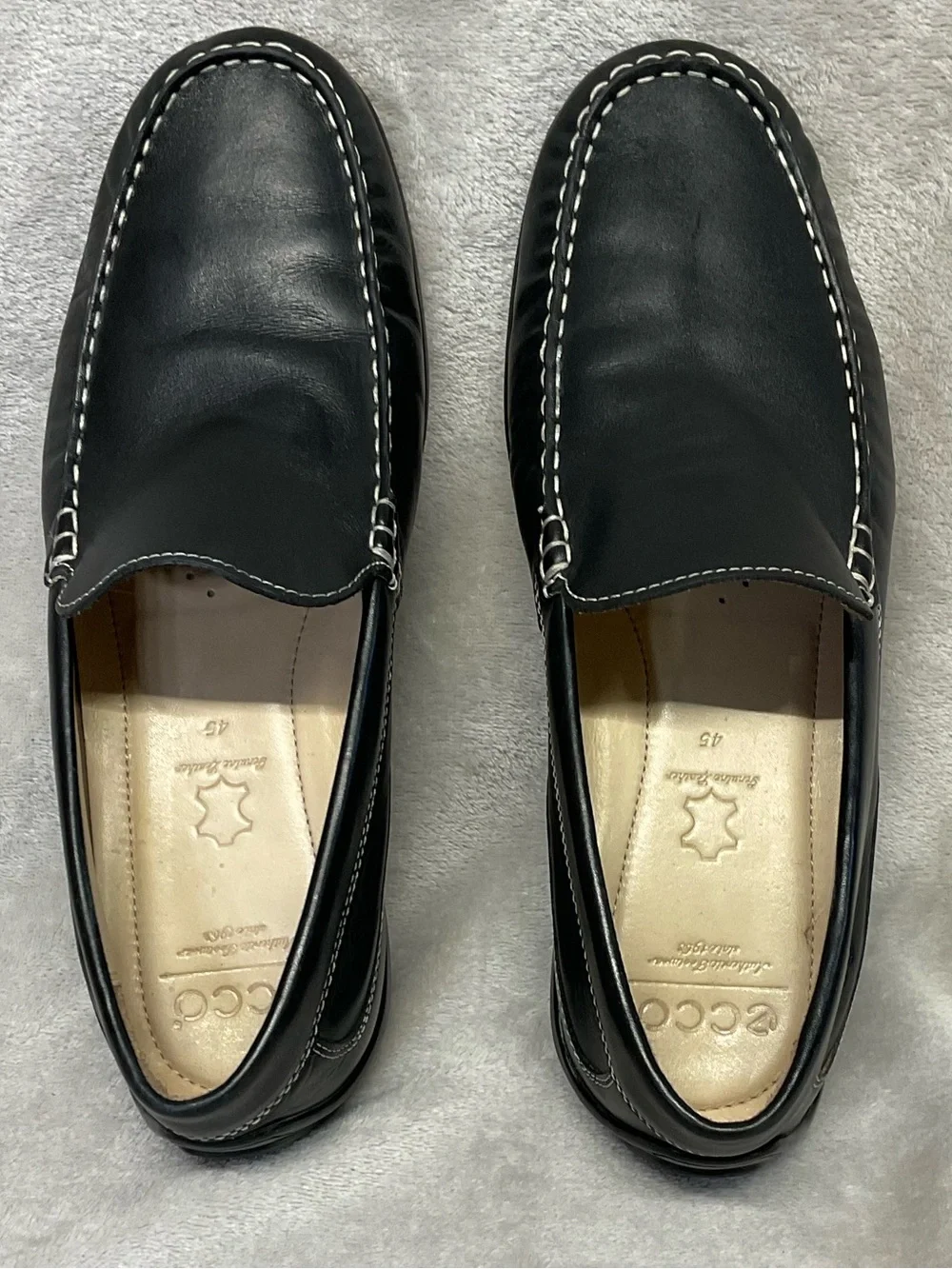 Ecco Classic Moc Leather Slip On Driving Shoes Sz 45 Mens 11 - 11.5